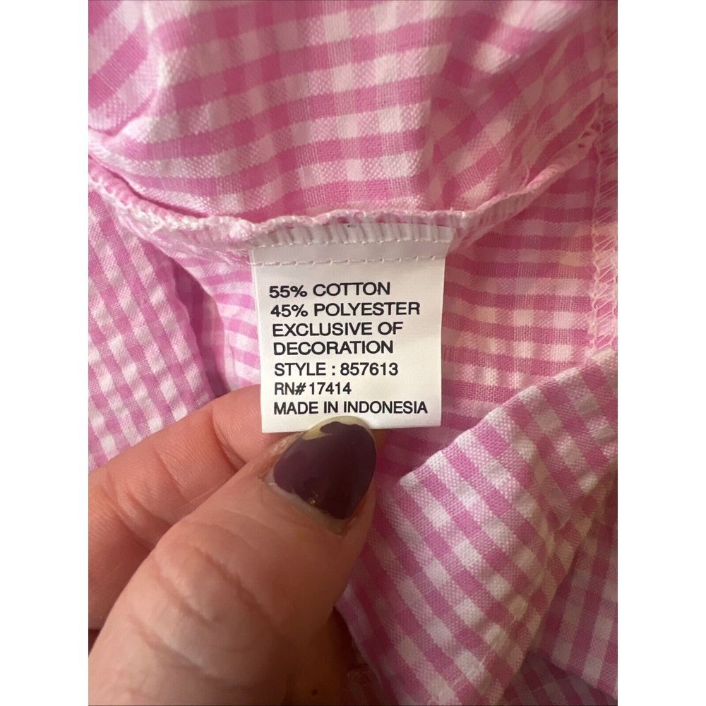 Miss Elaine Seersucker Gingham Checkered Short Sleeve Snap Front Robe Pink S - Picture 8 of 8